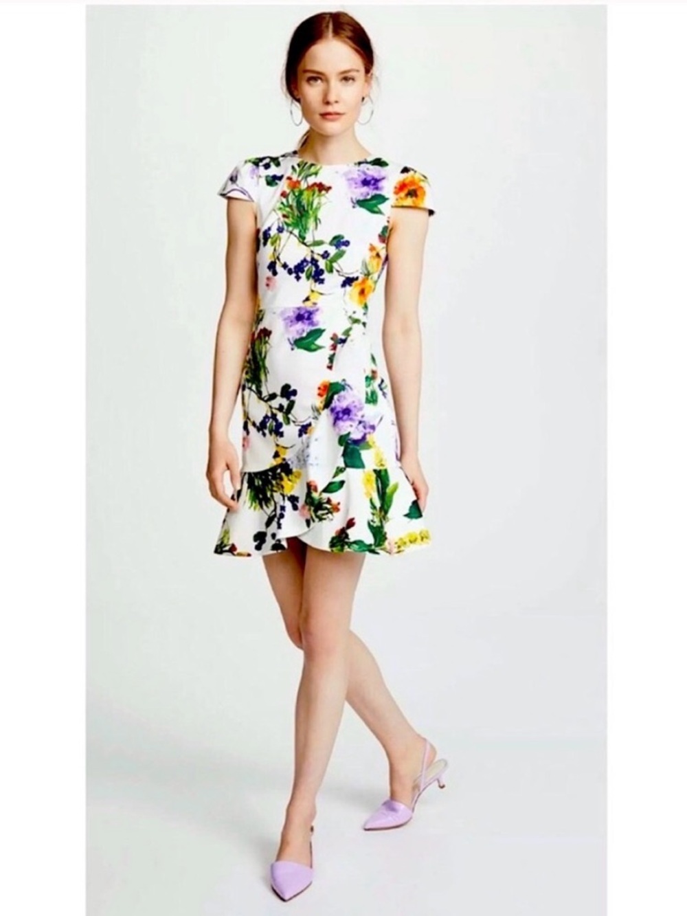 Alice + Olivia Kirby Ruffle Wildflower Dress 12 Party Colorful Floral Graduation
